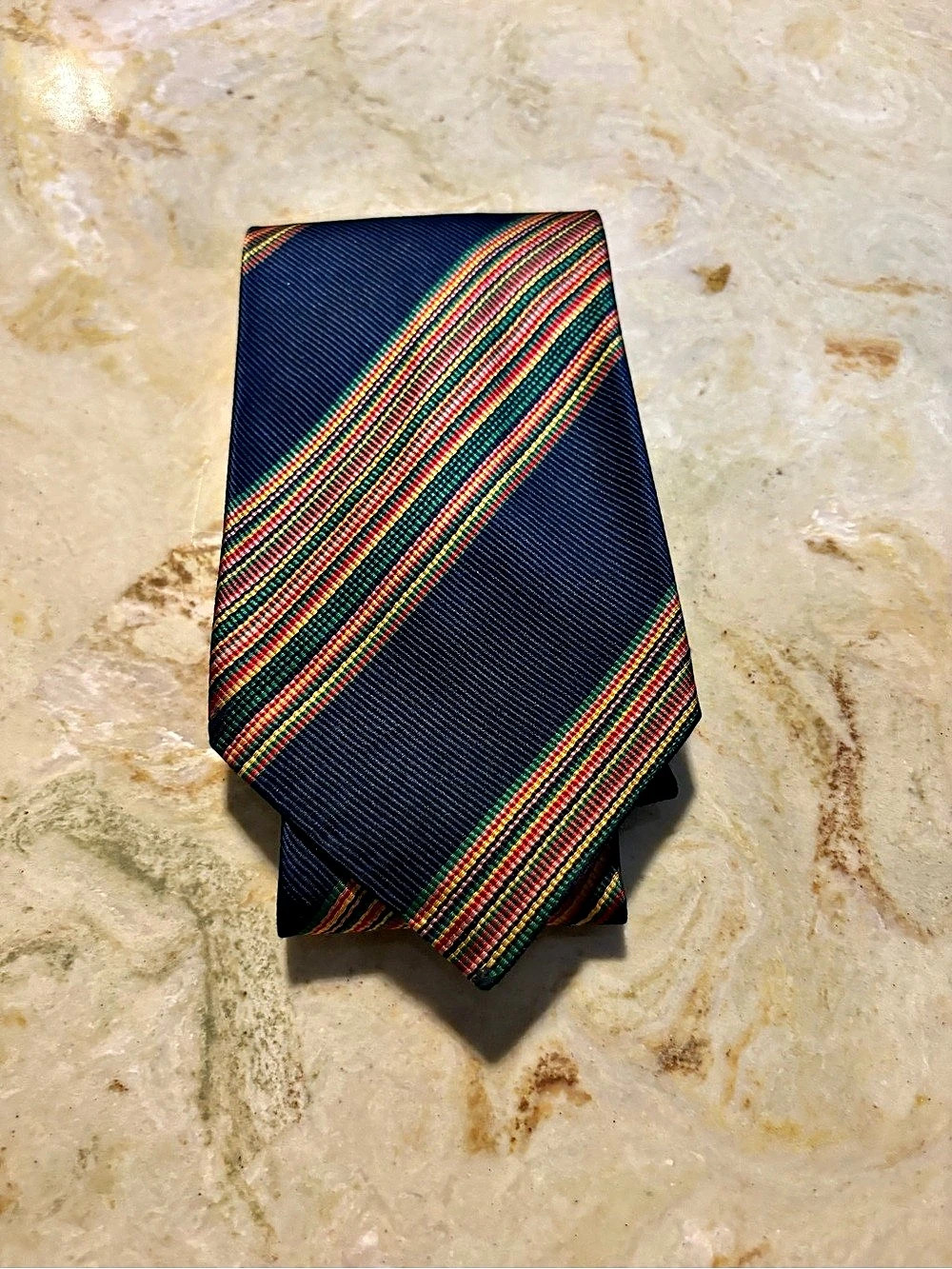 Erredieci Striped Silk Tie in Blue & Multicolor Like New